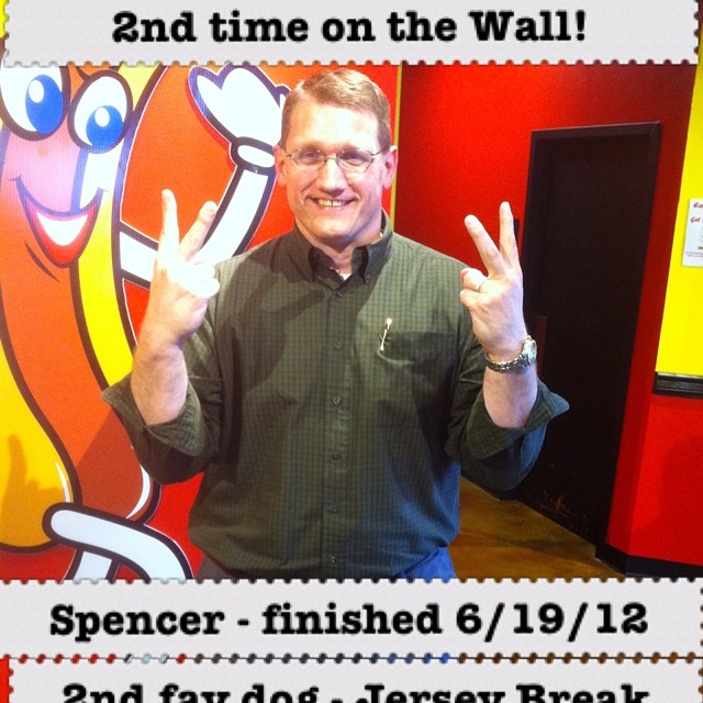 Spencer's second time to make the Wall Of Wieners. 58 days to finish 38 dogs... #hotdogs #corisdoghouse #nashville