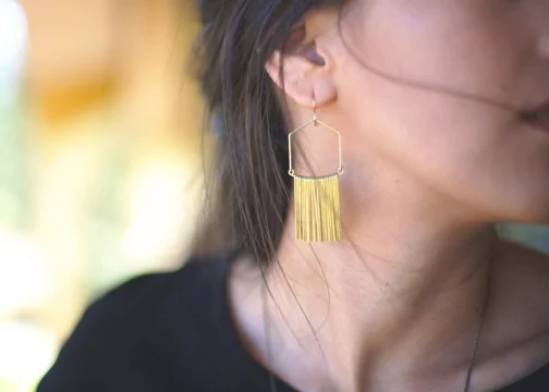 Wide Angular Fringe Earrings