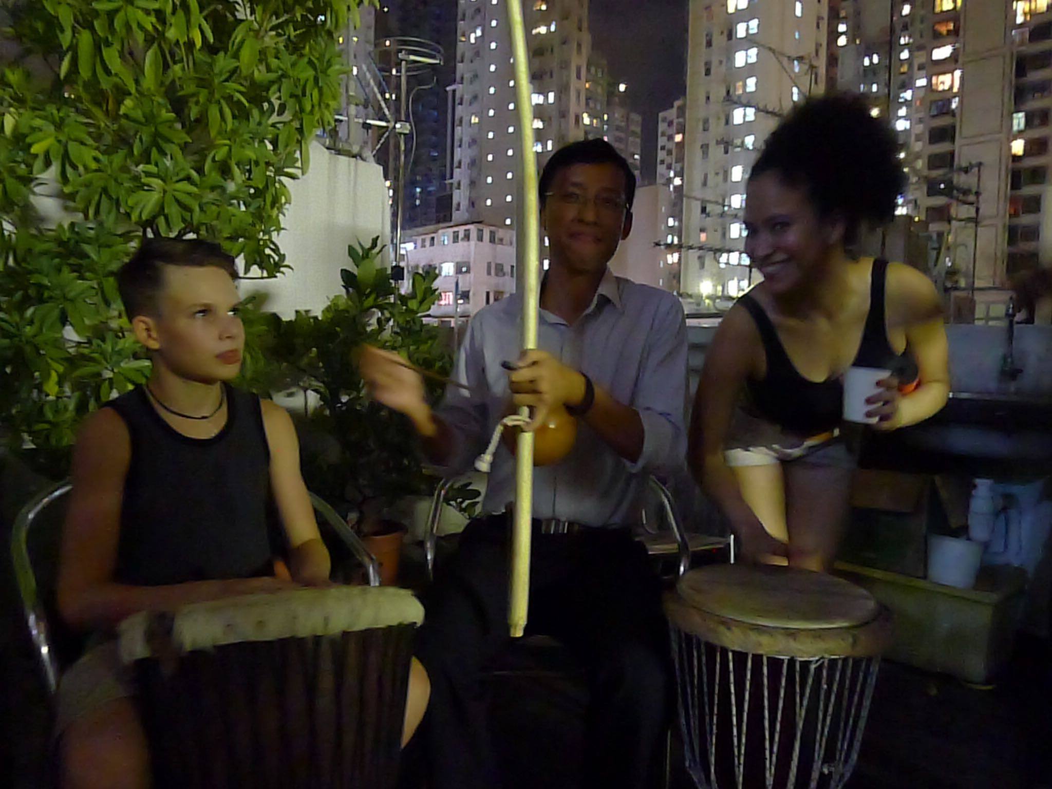Fundraiser in Hong Kong for Nukanti's Capoeira program Playing for Freedom, with dancing, drumming and Capoeira among other activities.