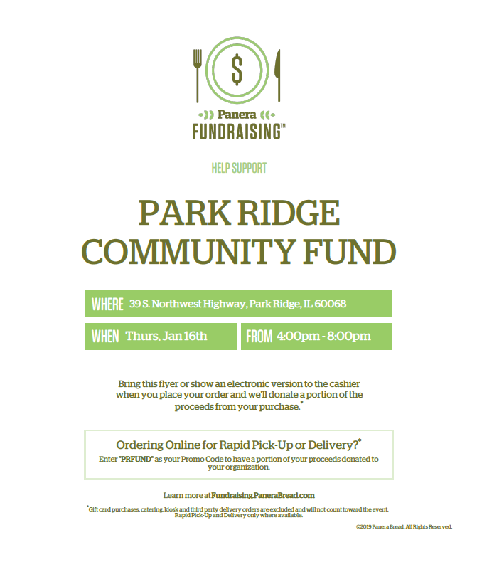 Panera Fundraiser Supporting Park Ridge Community Fund