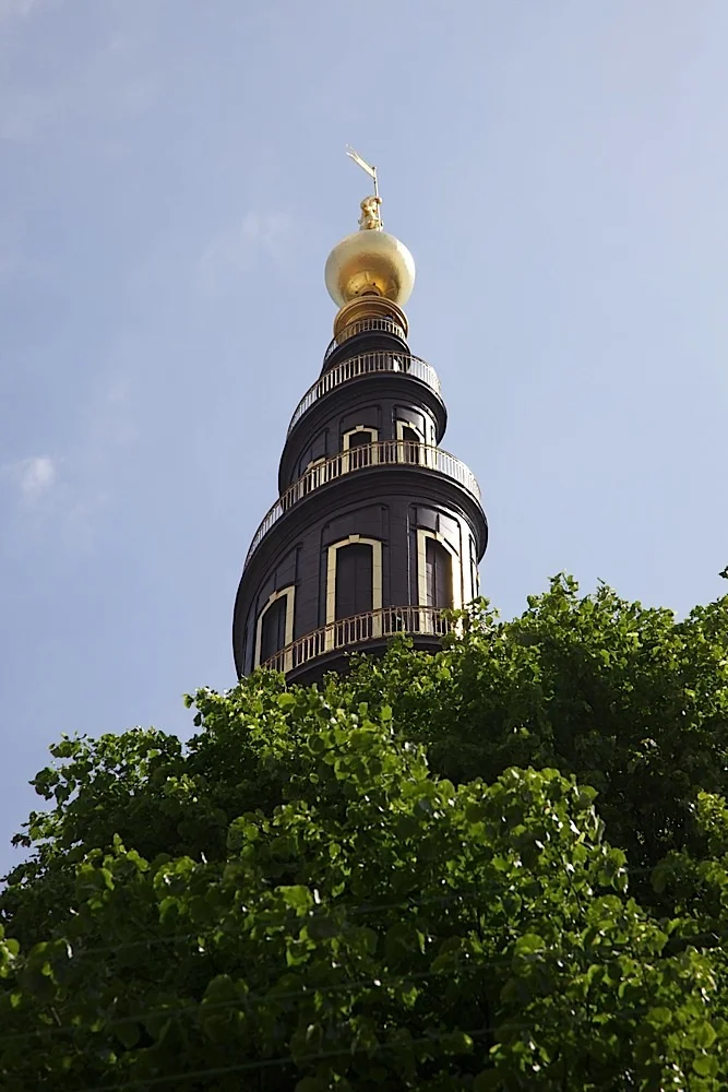 The top bit of Vor Frelsers Kirke, Copenhagen, Denmark.