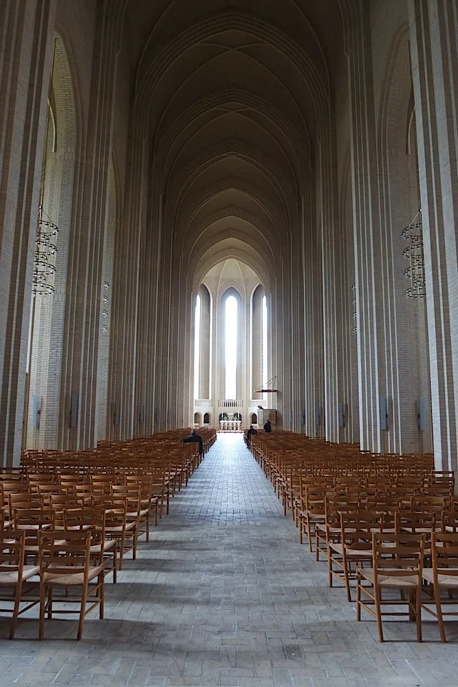 Inside Grundtvigs Kirke, Copenhagen, Denmark.