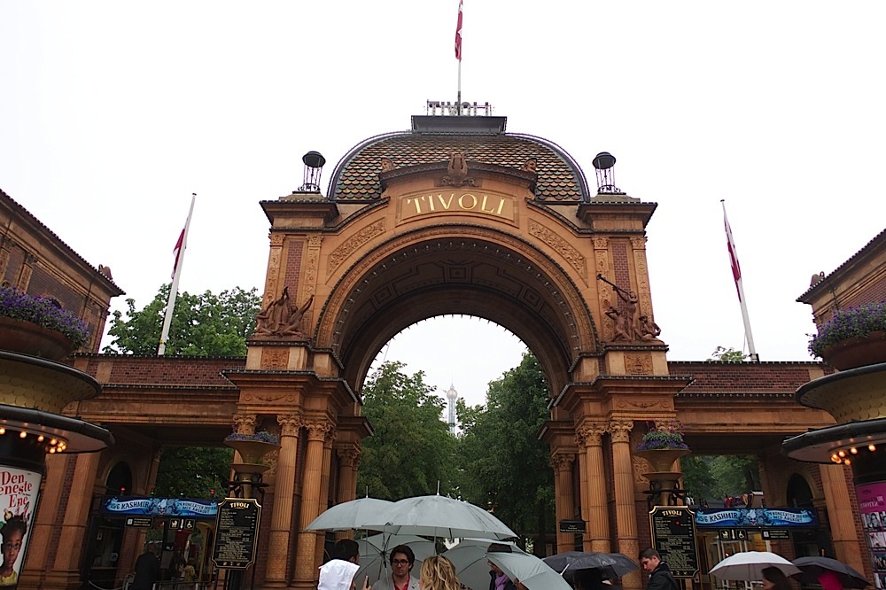 The main entrance to Tivoli Gardens, Copenhagen, Denmark.