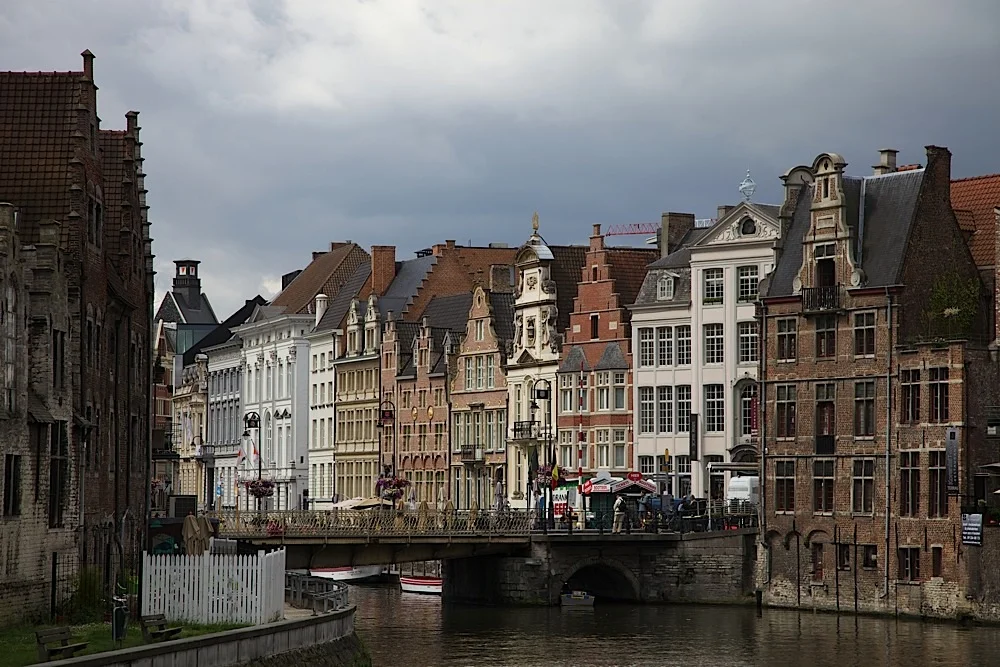 Buildings along the canal in Ghent, Belgium.