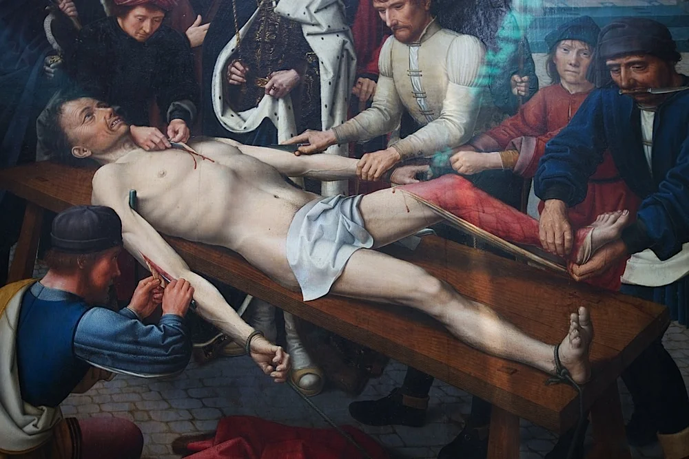 Gerard David's "The Judgement of Cambyses," 1498, oil on wood, at the Groeninge Museum in Bruges, Belgium.