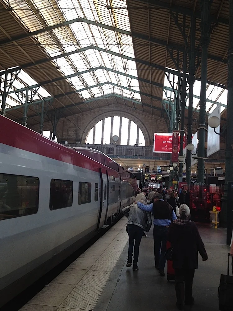 Arrival from Brussels at Gare du Nord, Paris, France.