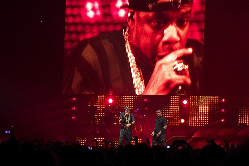 Jay-Z and Kanye West at the concert in Bercy, Paris, France