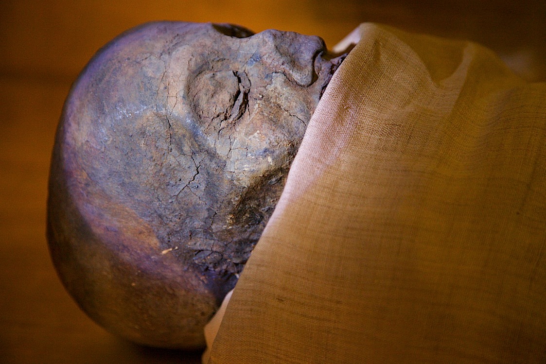 If I remember right, this is the mummy of one of the many guys named Imhotep. At Saqqara, about 40mins south of Cairo.
