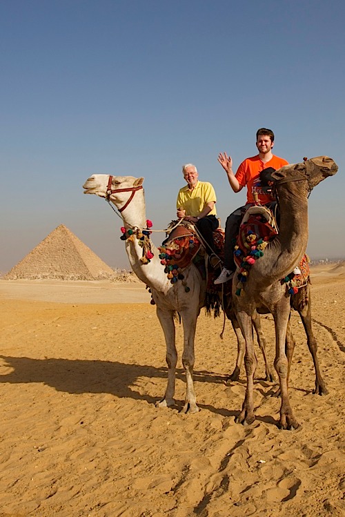 Riding around the pyramids at Giza.