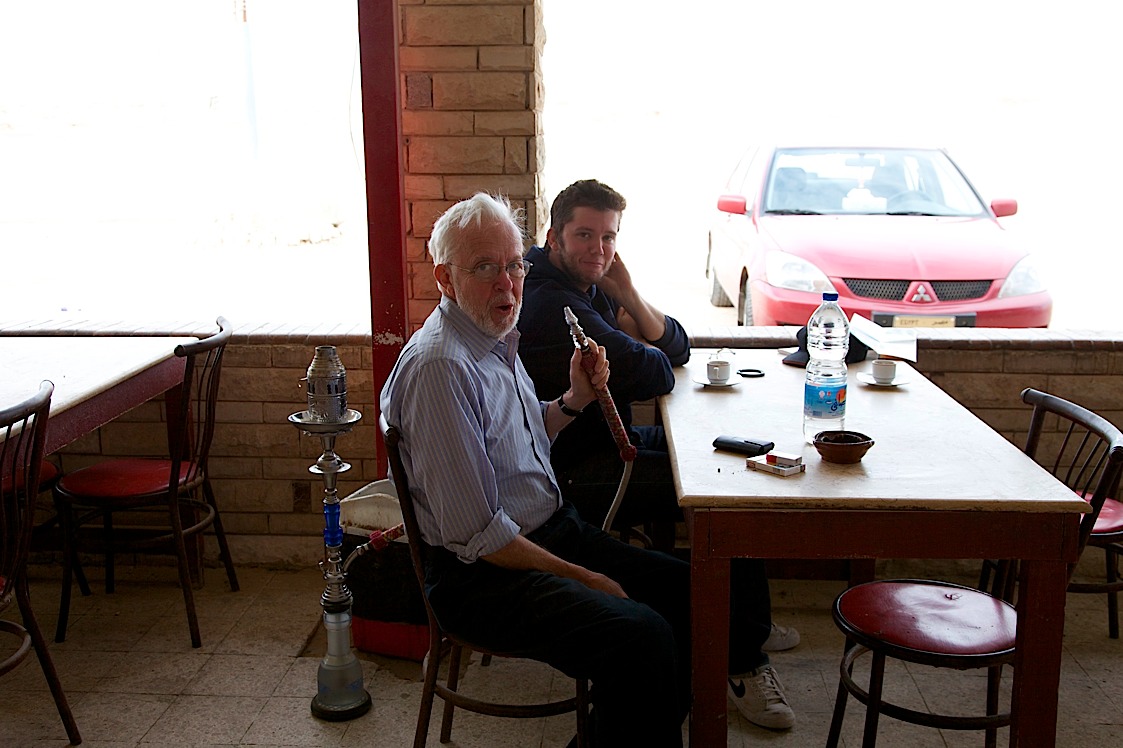 Dad trying some bedouin-style shisha on the drive to Siwa. Clarifying for the shisha virgins -- it's just tobacco.