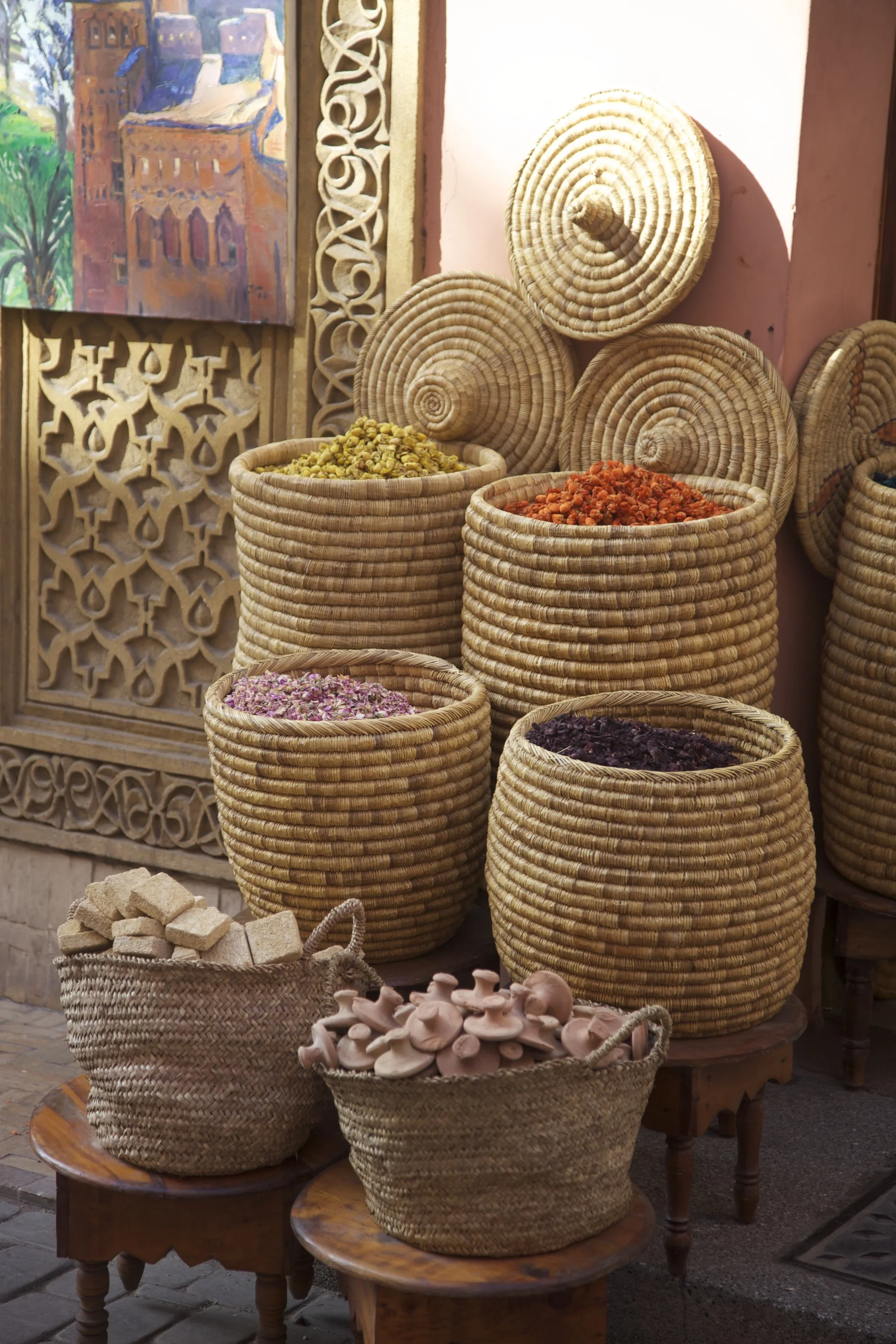 Stuff for sale in one of the souks in Marrakech.
