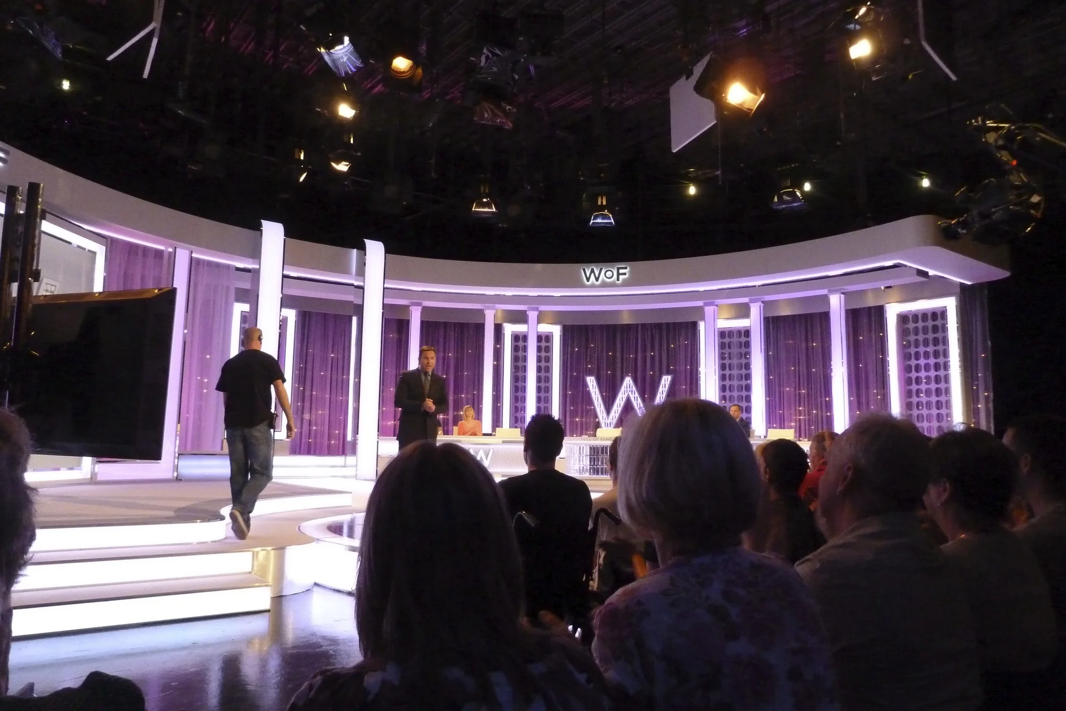 At a TV taping for a show called "David Walliams' Wall of Fame" north of London in Borehamwood. It's a fairly stupid show though somewhat dependent on the guests. But David Walliams is always pretty funny.