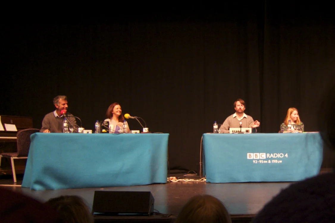 At a BBC Radio 4 taping of "The Unbelievable Truth with David Mitchell," a comedy show I like. (London, England.)