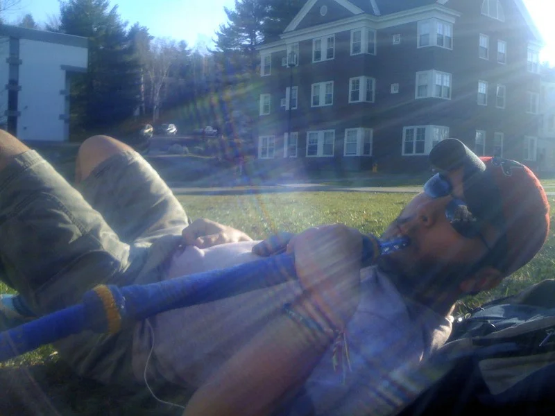 Alex enjoying hookah on the lawn