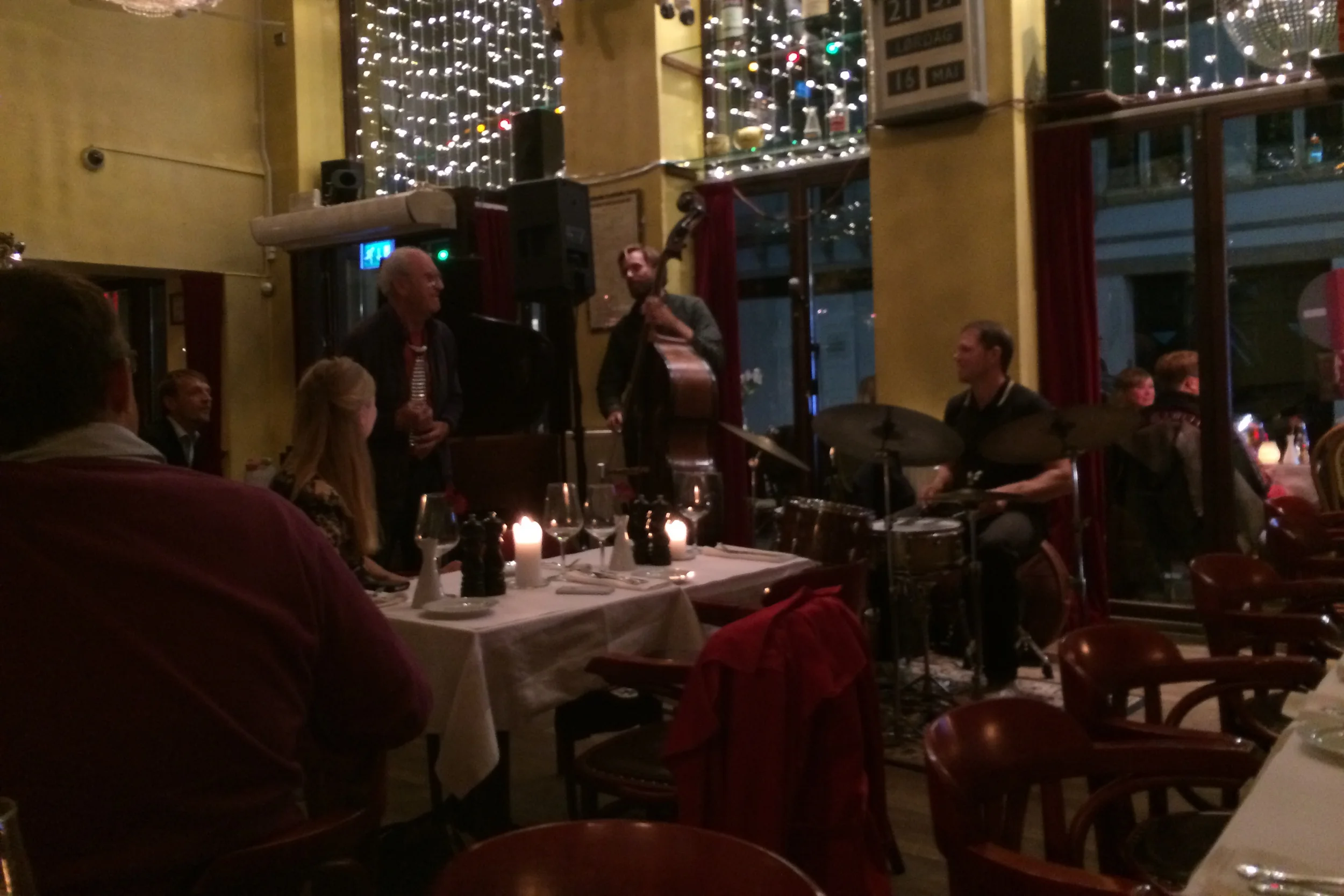 We got coffee after dinner and stumbled upon this jazz group and then someone Simone tells me is a very famous Danish children’s television presenter (think Danish Mr. Rogers) rose from his table and joined in, playing a metal necktie.