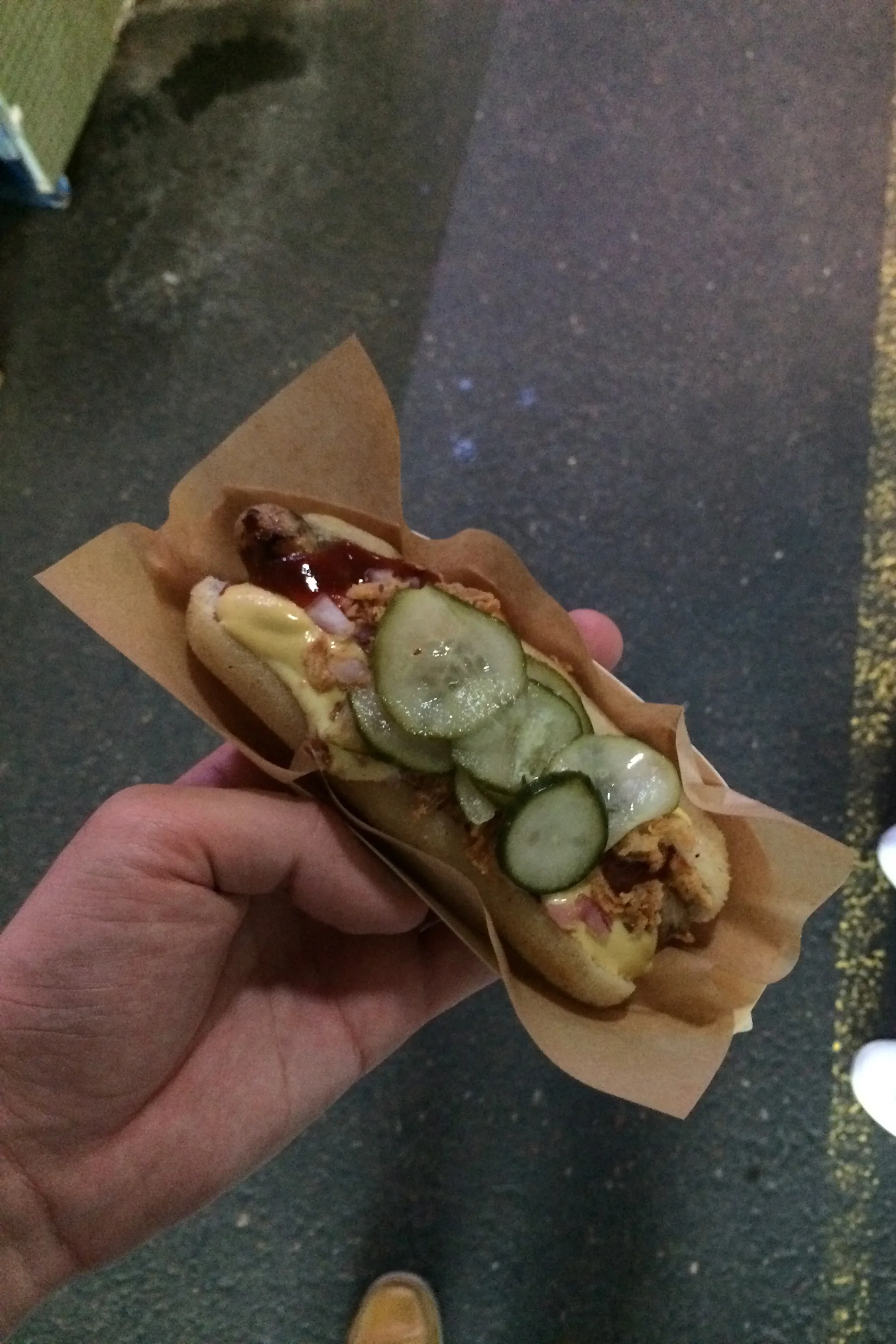 A proper Danish hot dog. (Copenhagen, Denmark.)