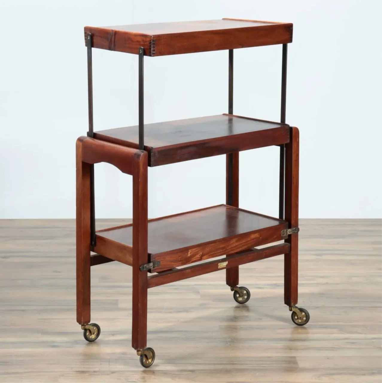 19th century English Edwardian articulated serving trolley