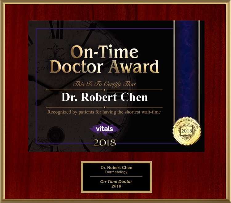 2018 On-Time Doctor Award to Dermatologist Robert Chen MD PhD.jpg