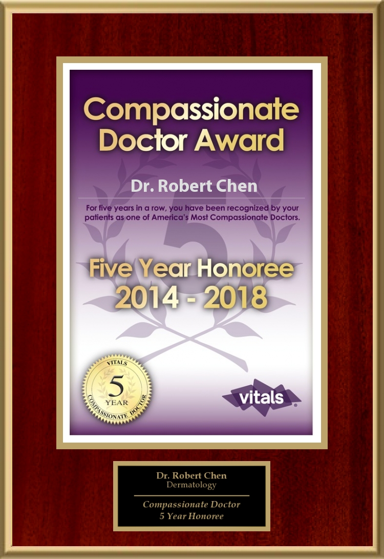 2018 Five Year Honoree - Compassionate Doctor Award to Dermatologist Robert Chen MD PhD.jpg
