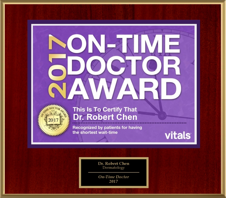 2017 On-Time Doctor Award to Dermatologist Robert Chen MD PhD.jpg