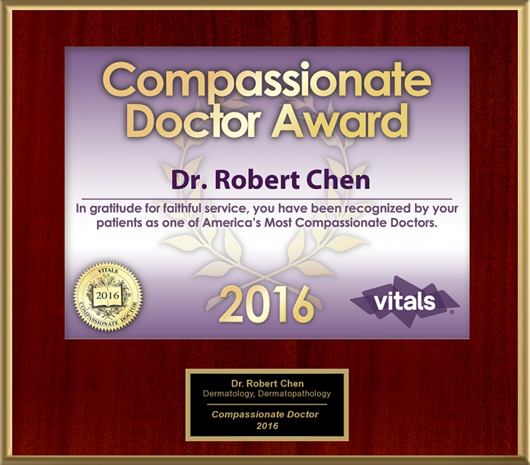 2016 Compassionate Doctor Award to Dermatologist Robert Chen MD PhD.jpg