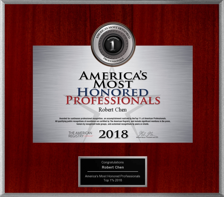 2018 America's Most Honored Professionals to Dermatologist Robert Chen MD PhD.jpg