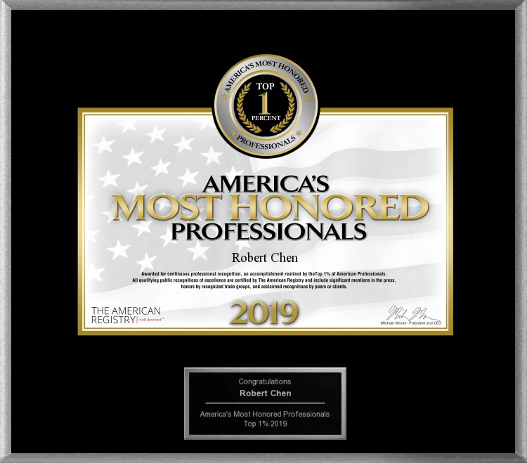 2019 Top 1 Percent America's Most Honored Professionals awarded to Robert Chen MD PhD - Acacia Dermatology Lawrenceburg and Skin Envy MD Nashville.jpg