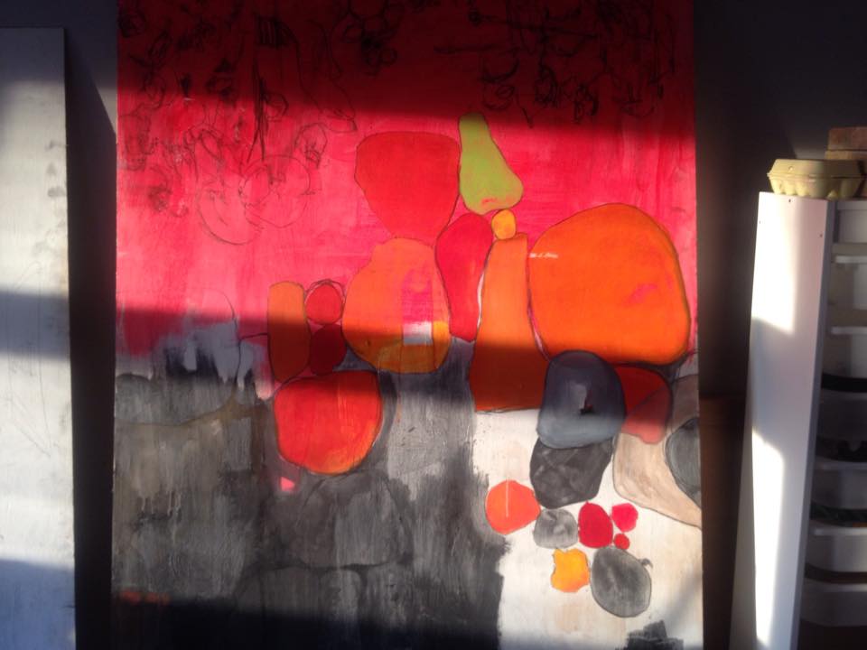 Some of what I brought to him- We each started two 6'x4' paintings and then traded.
