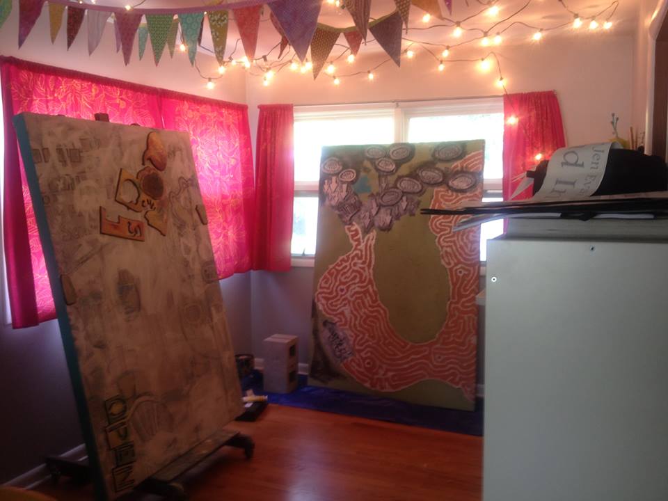 Steve's work in my studio- ready to get started