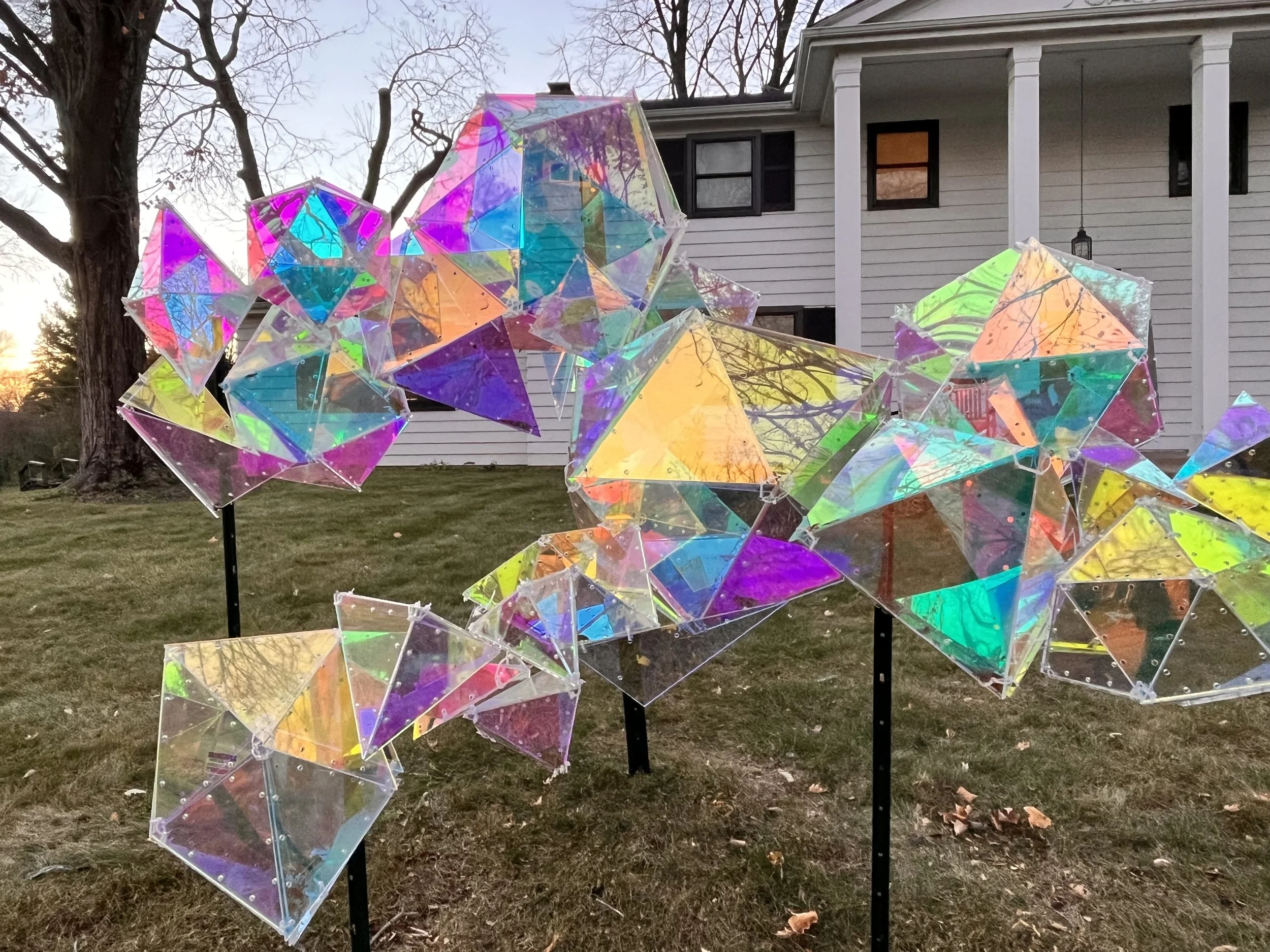 2025 "Untitled"
Dimensions Variable
Laser-Cut Acrylic, Dichroic Film
Terrain Biennial, Geneva, IL
