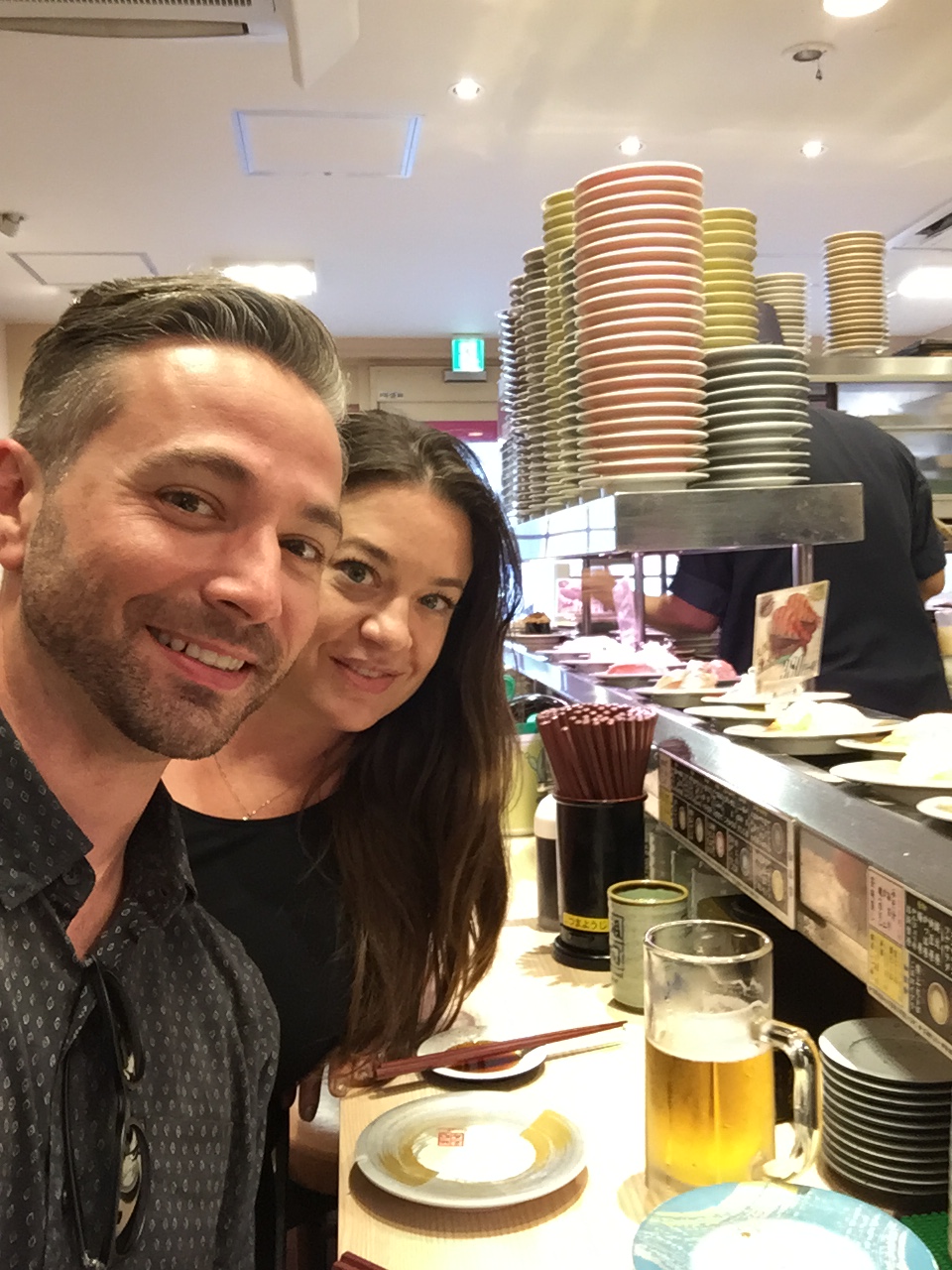 Mysteri and Nathan loved the conveyer-belt sushi restaurants all over Kyoto.