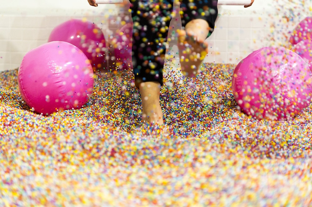 The sprinkle pool is made up of 100 million sprinkles! Image courtesy of Hypebae Eddie.