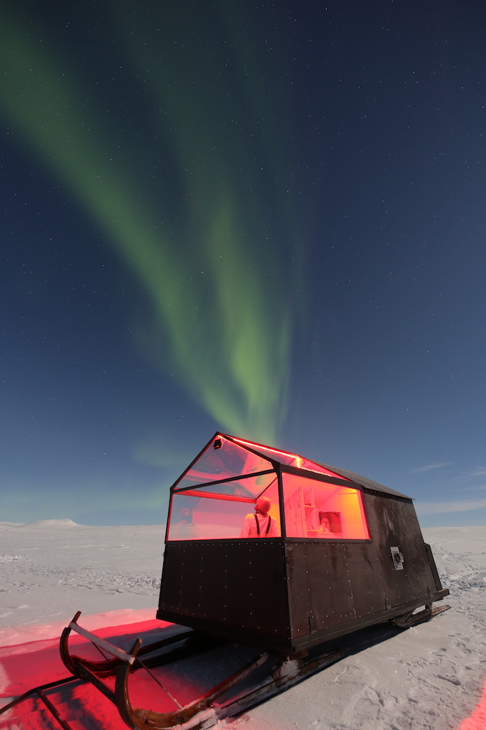 The mobile cabins will move to a new location for the 2019 winter season. Image courtesy of Kilpissafarit .
