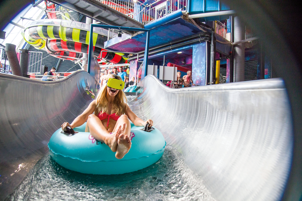 Visitors can choose between two VR experiences. Image courtesy of Therme Erding .