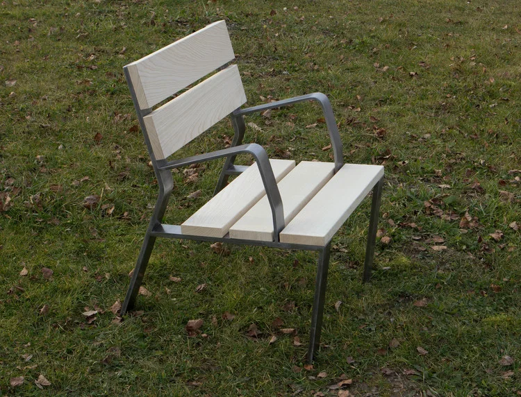 EPI bench&nbsp;/ 600 mm / flat steel / wood natural ash