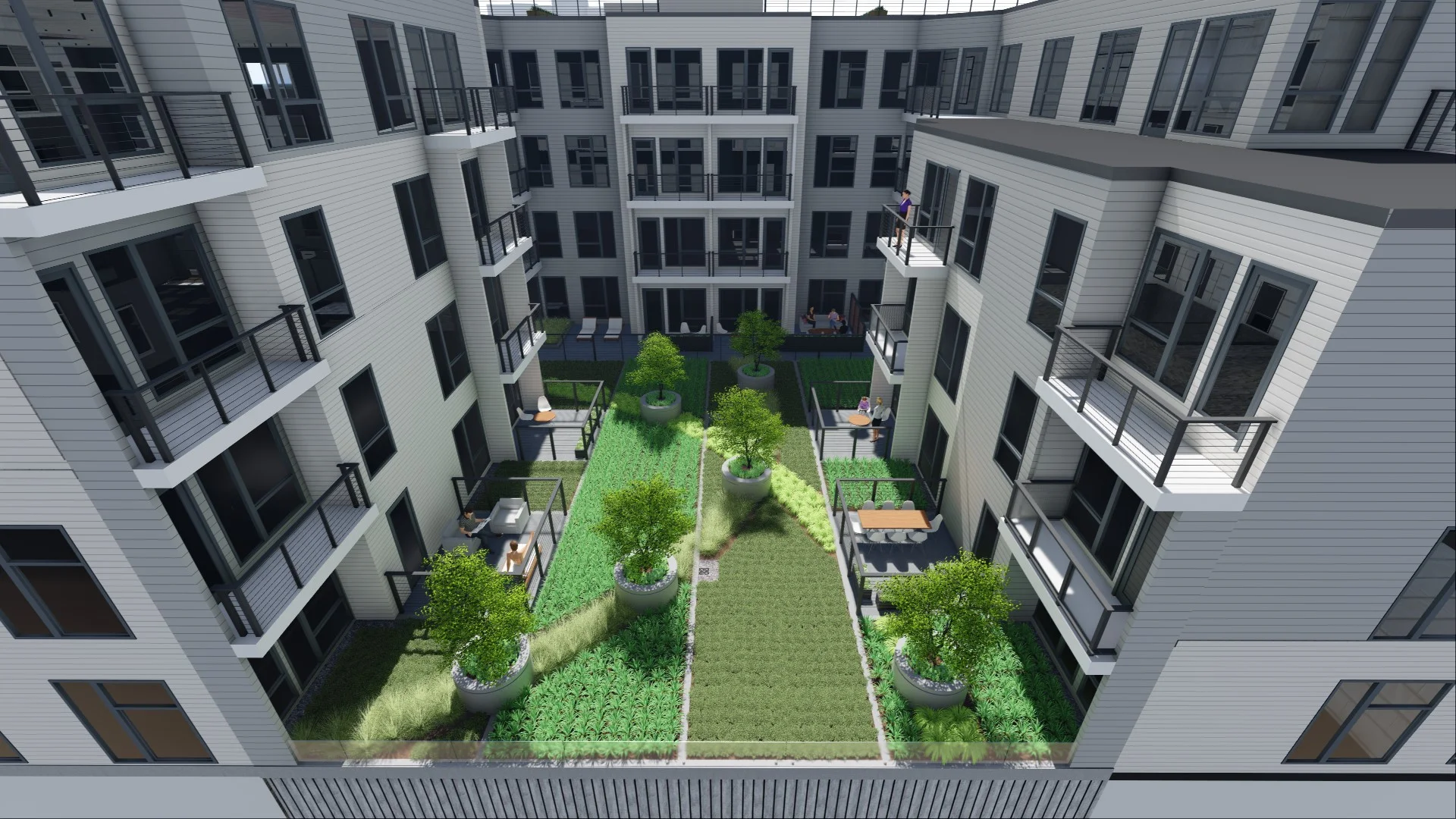 Green Roof Terrace Above Parking Garage