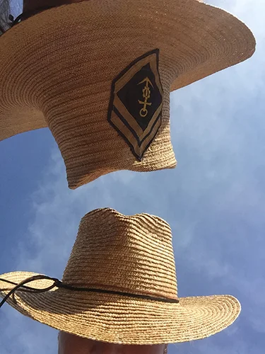 Marine and Deerfield Straw Sun Hat in Rust with Contrast Weave marine & deerfield- Custom Handmade Hats main image 2