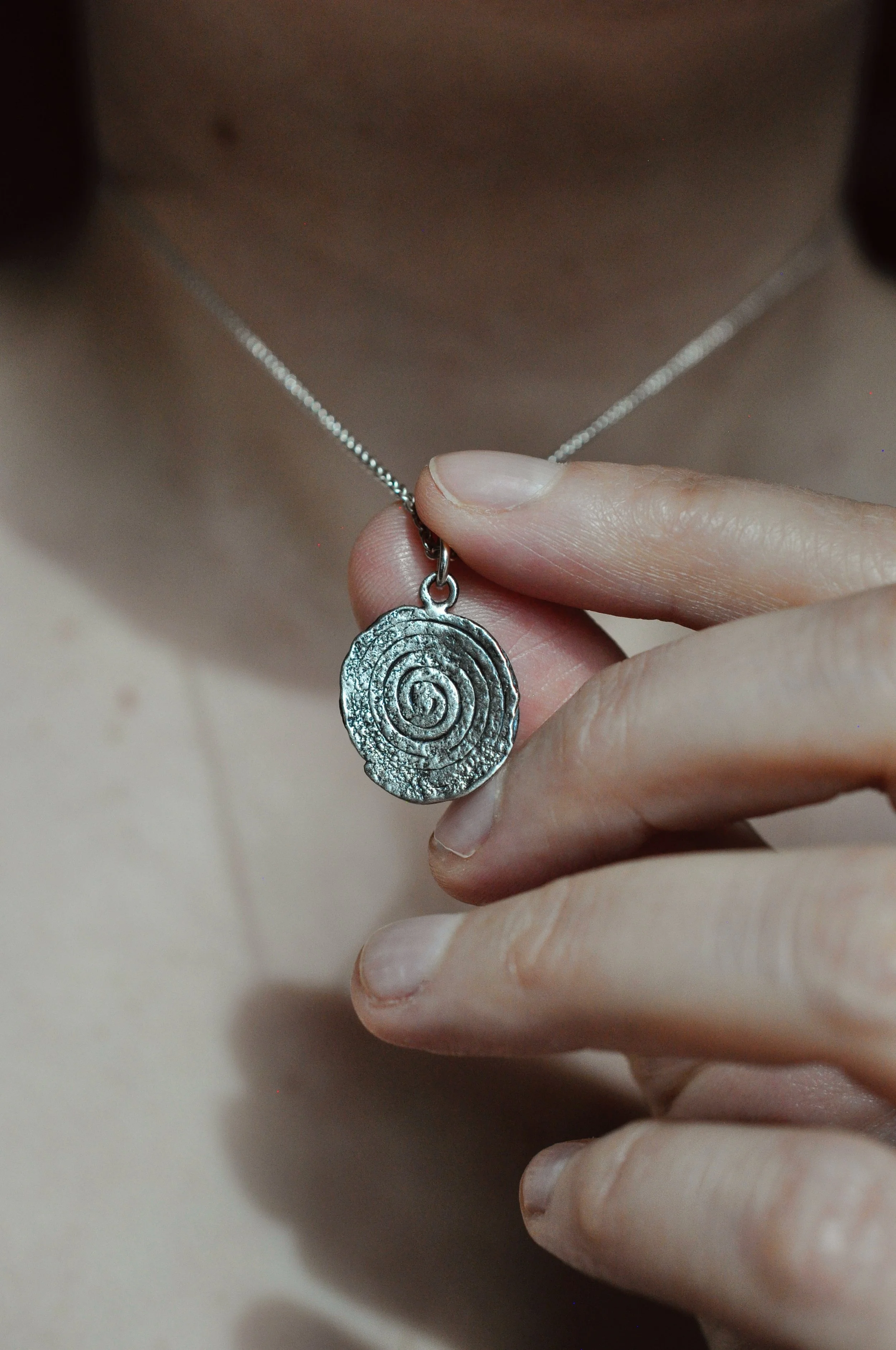 Stone Spiral in Silver