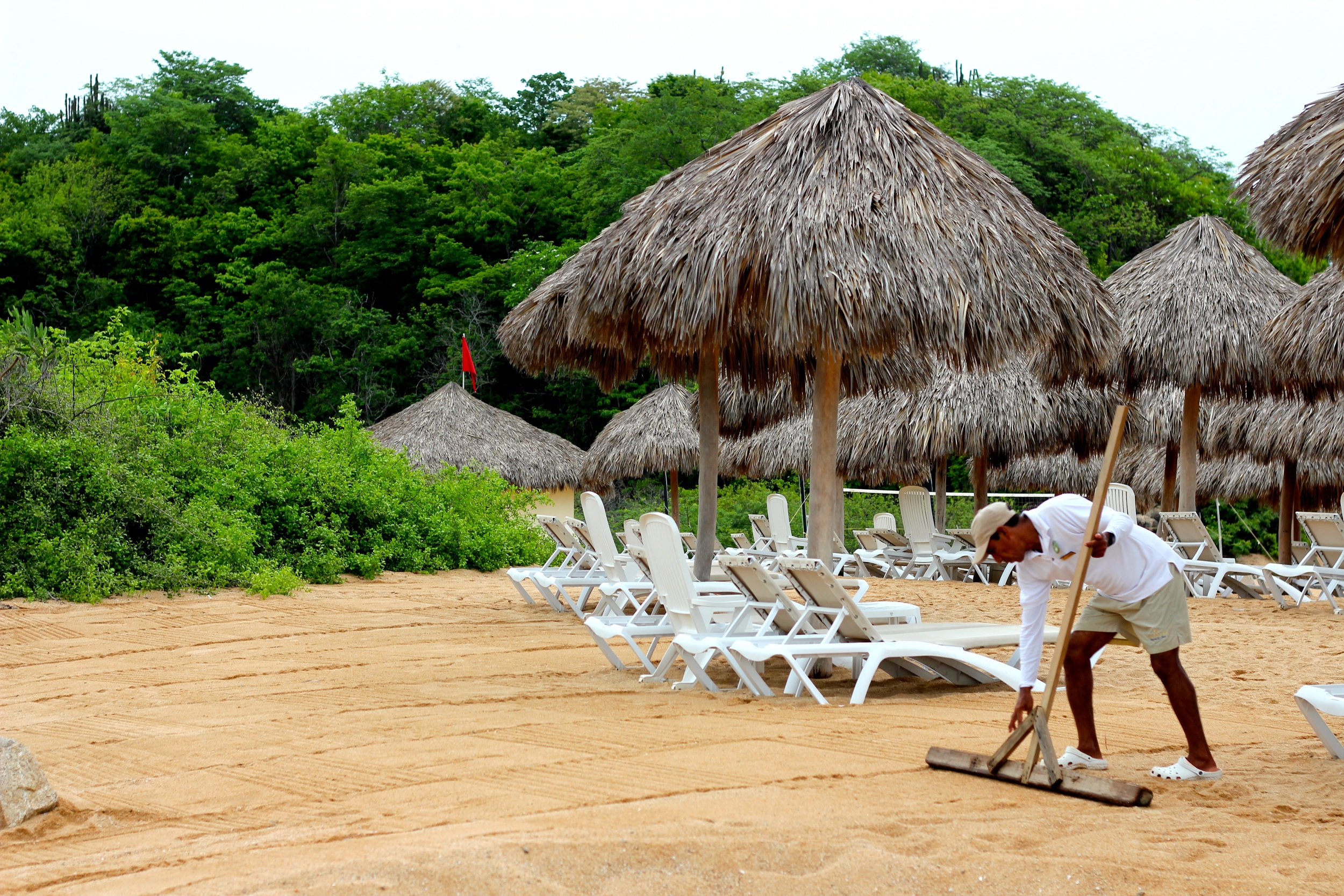 Staff is Constantly Cleaning and Raking the Sand