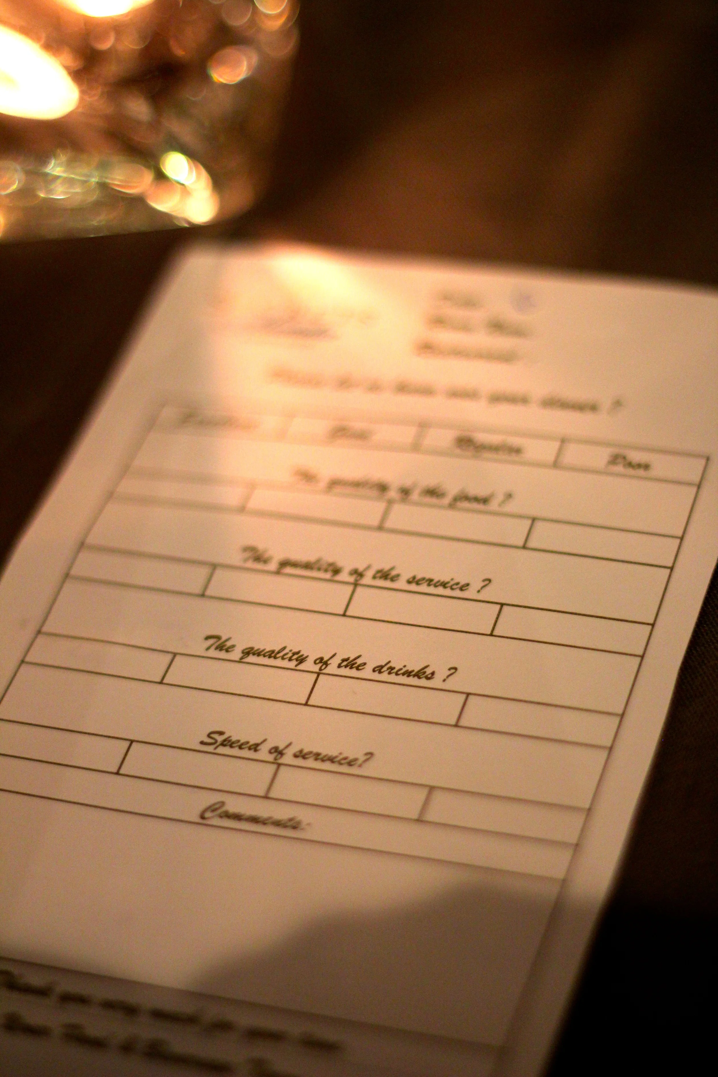 Comment Card