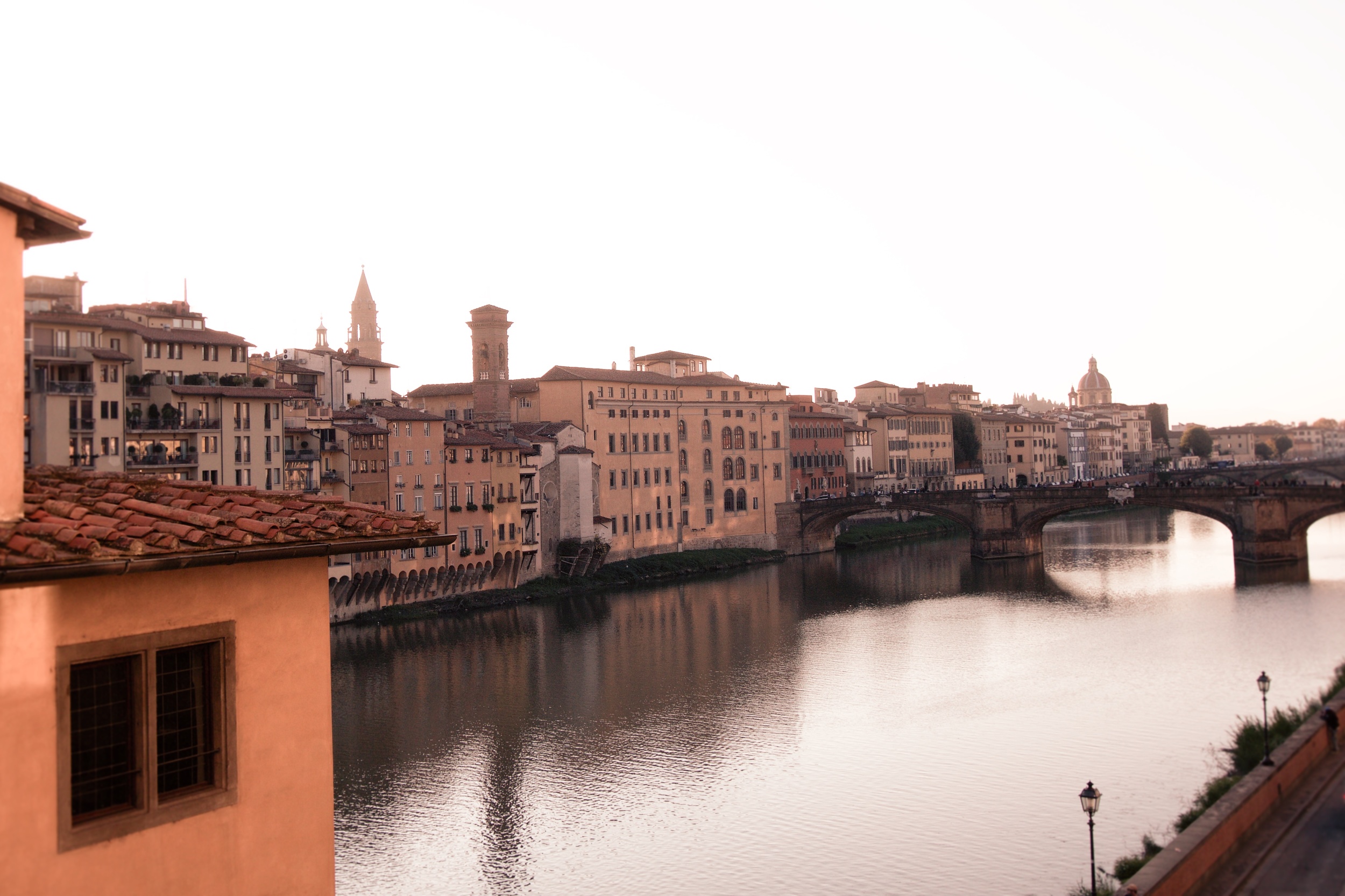 The view from my window at The Continentale, looking directly at the Hotel Lungarno to the left. The Ponte Vecchio is just below. 
