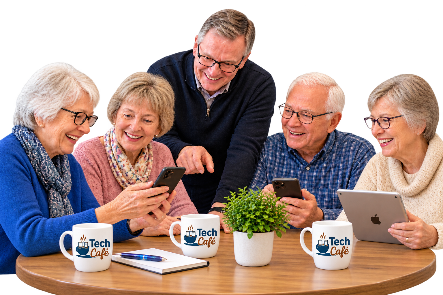 Edmonton seniors learning smartphone skills together at Tech Café