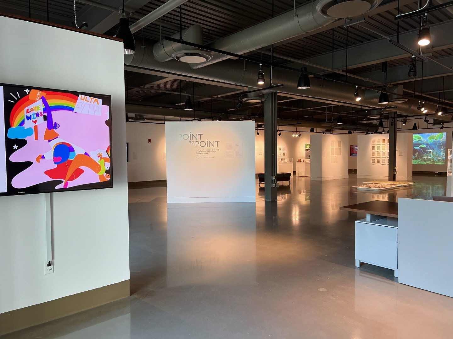 Last couple days to see Point to Point: How Graphic Designers and Illustrators Creatively Connect Ideas, at the IUSB Art Gallery! (Last day is tomorrow, 10/10)
.
Thank you again to all of the fantastic artists in the exhibition!
Ben Denzer @bdenzer
C