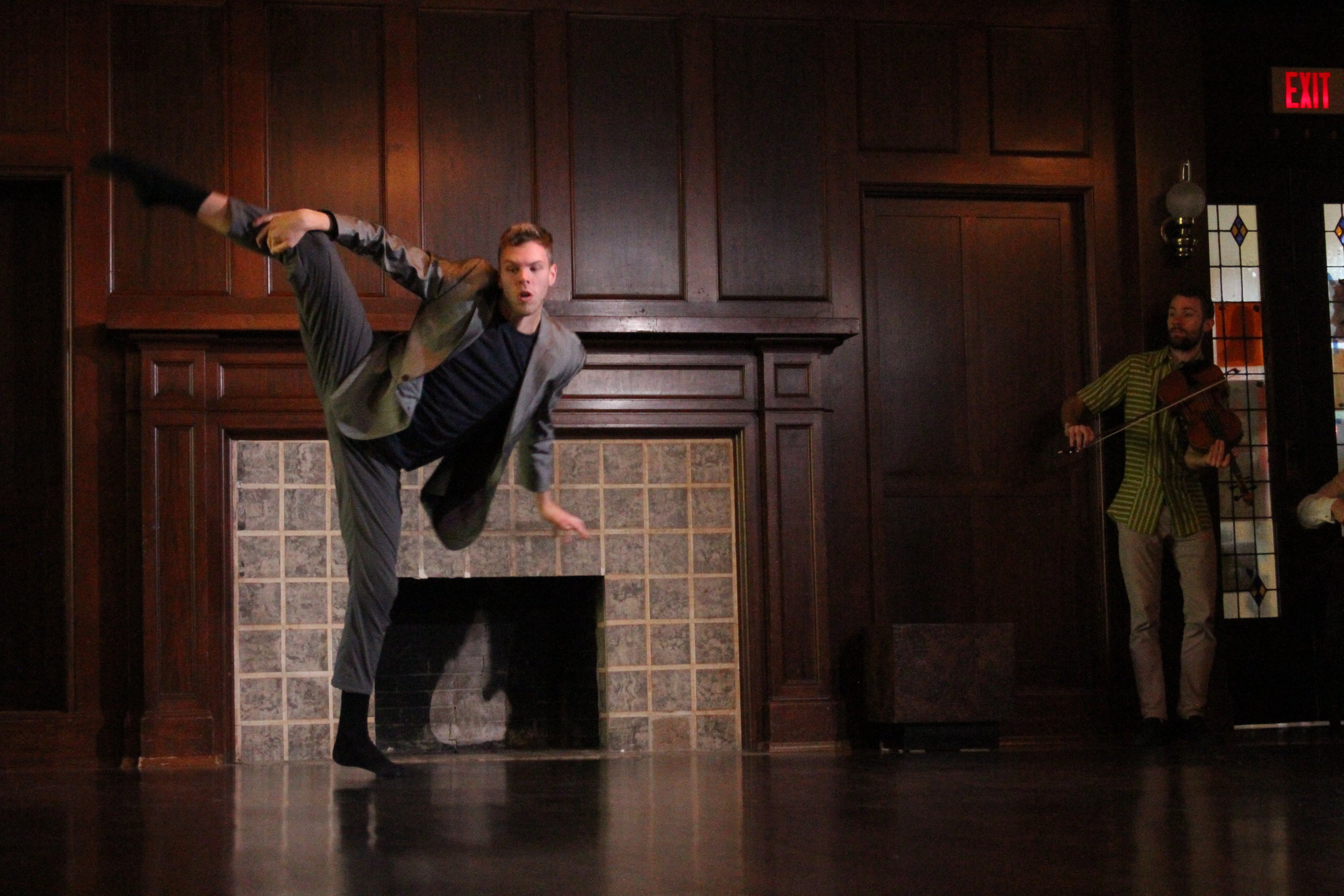 Photo of Cody Cox and Elliot Vaughan in our production of No Place Like Home at Aberthau Mansion