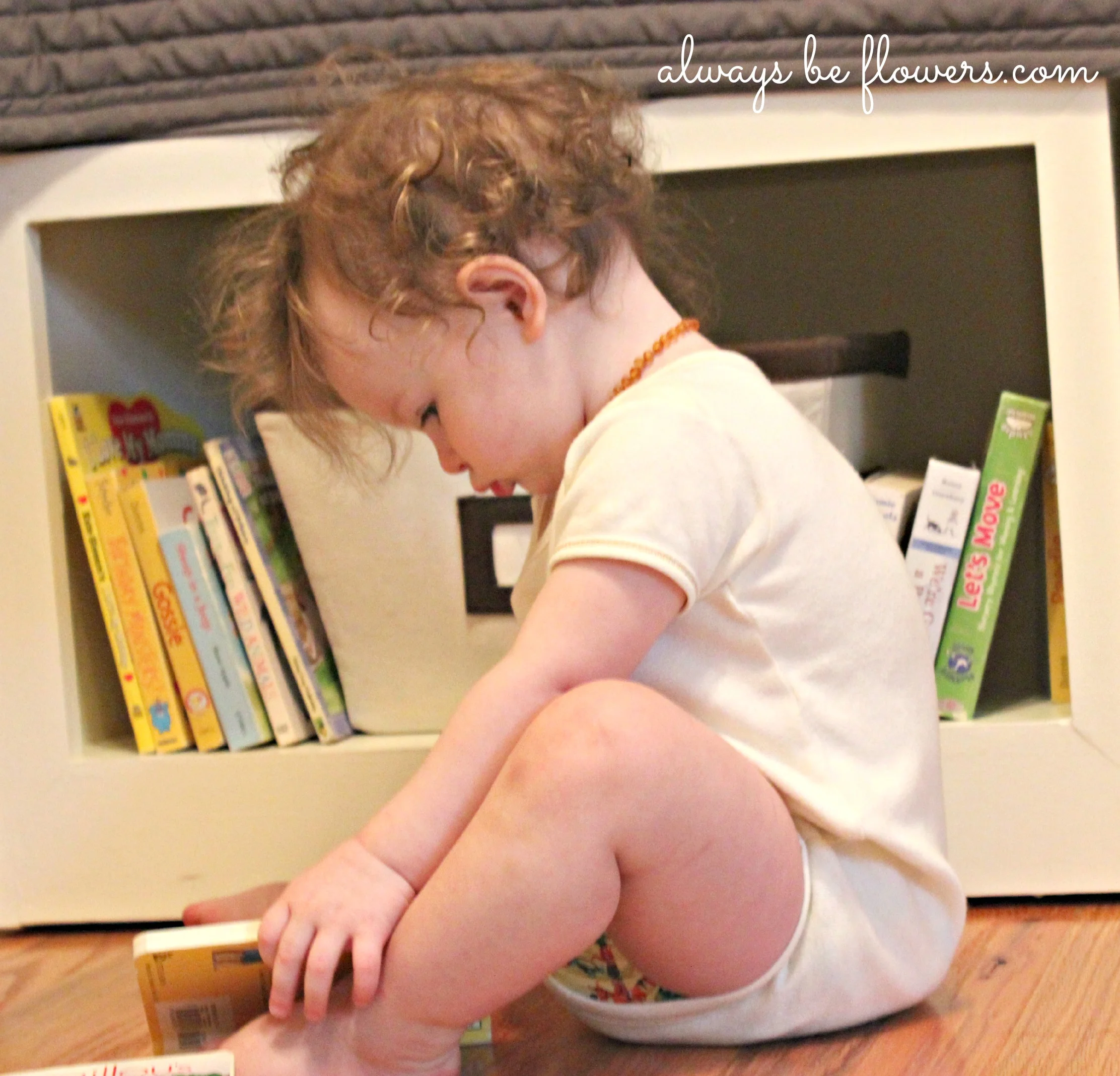 We have cubbies and baskets for easily accessible books.