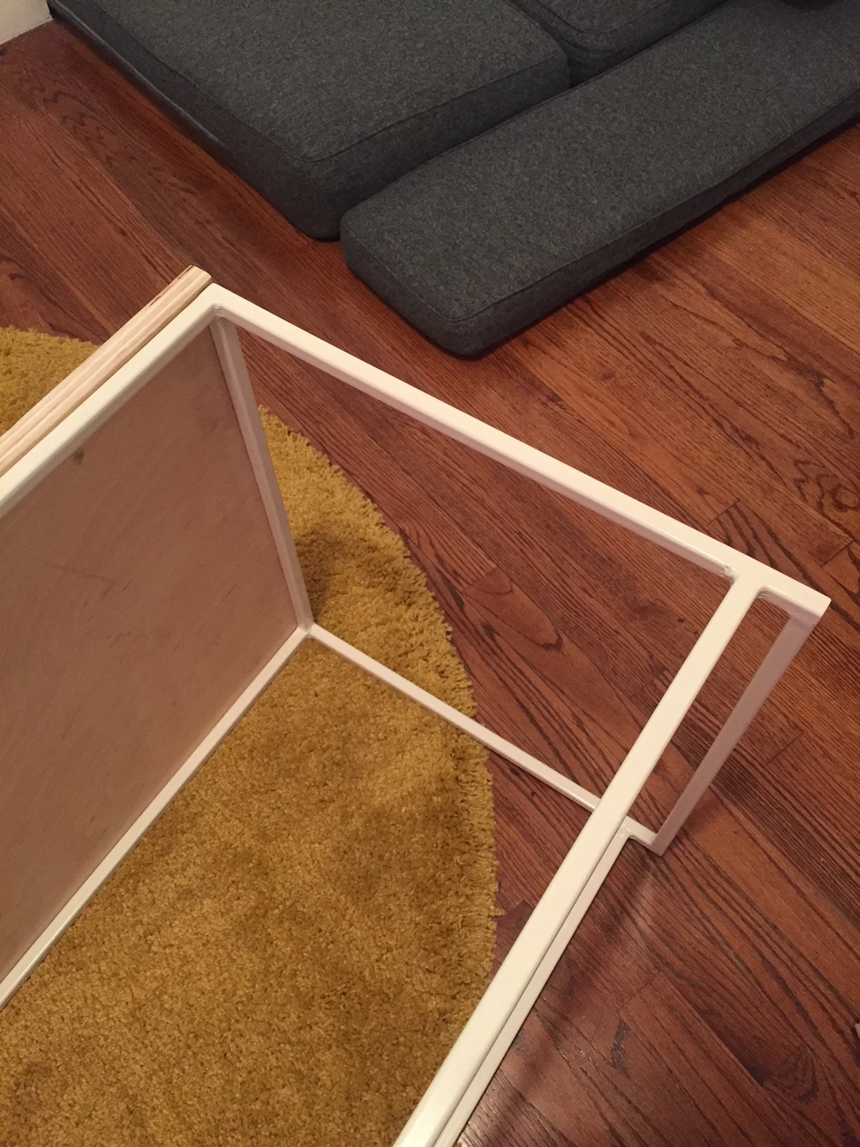  features vintage wool upholstery set, powder coated steel frame, birch plywood tops   