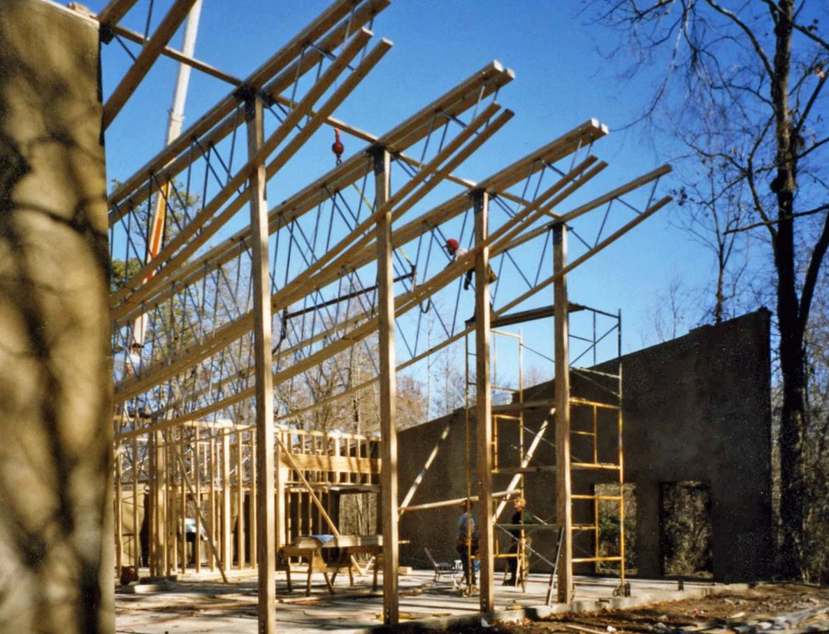 MULTI-USE CHURCH BUILDING WOOD AND STEEL ROOF TRUSSES