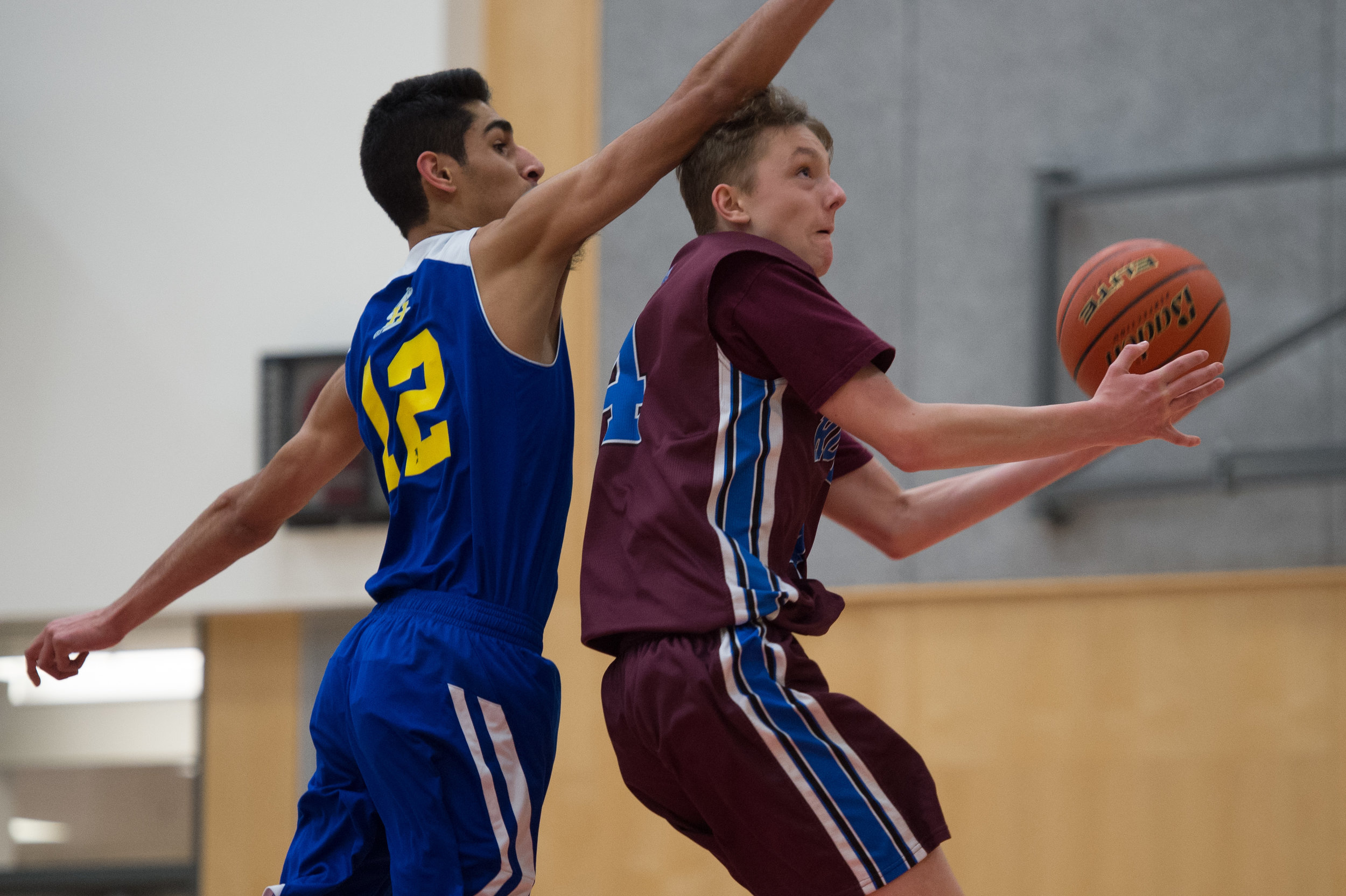 Anvil Dhesi, Player of the Game for Howe Sound goes for the block against Rockridge in Day 1 of the Howe Sound Championships.