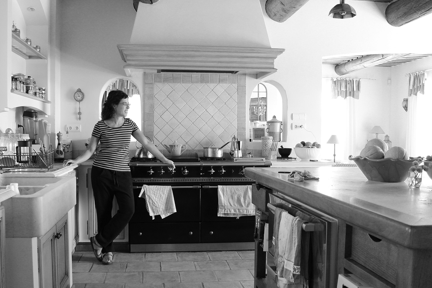 Suzanne: most at home while in charge of the cuisine. Chef Bossy Boots