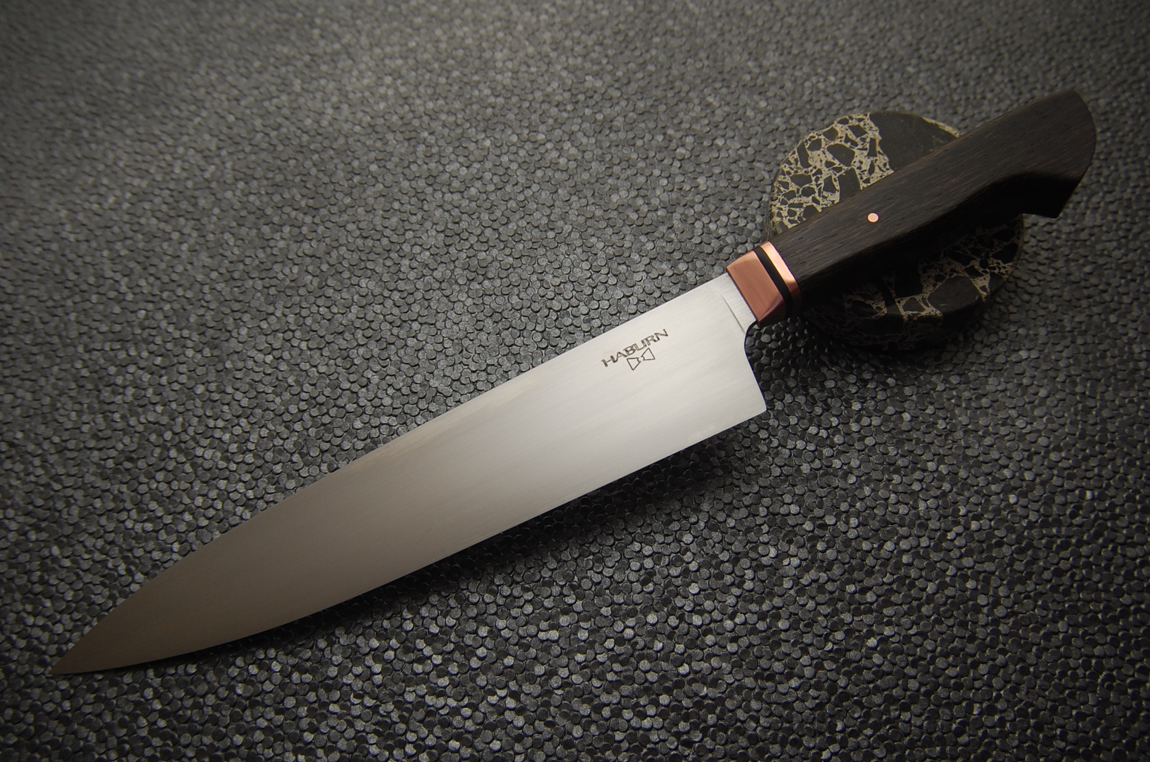 240mm Western Gyuto in 52100 with Copper, G10, and Black Lacewood.